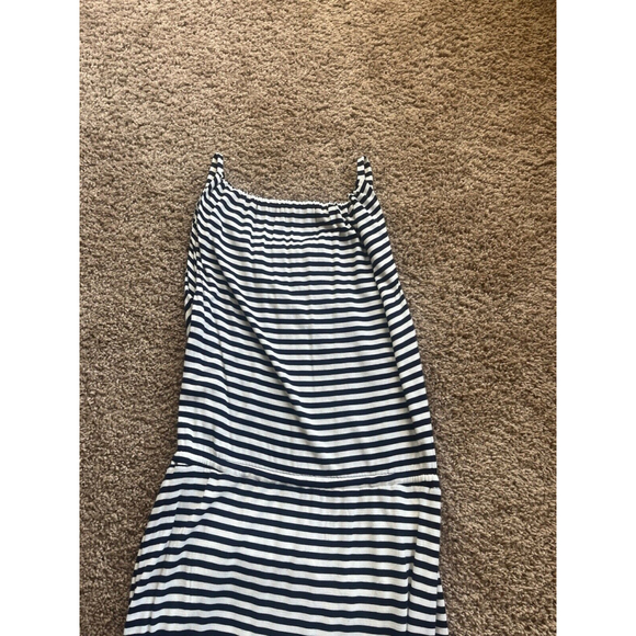 Cabi Boat Stripe Maxi Dress Medium Blue White Faux Wrap Nautical Strappy 5105 - Picture 4 of 9